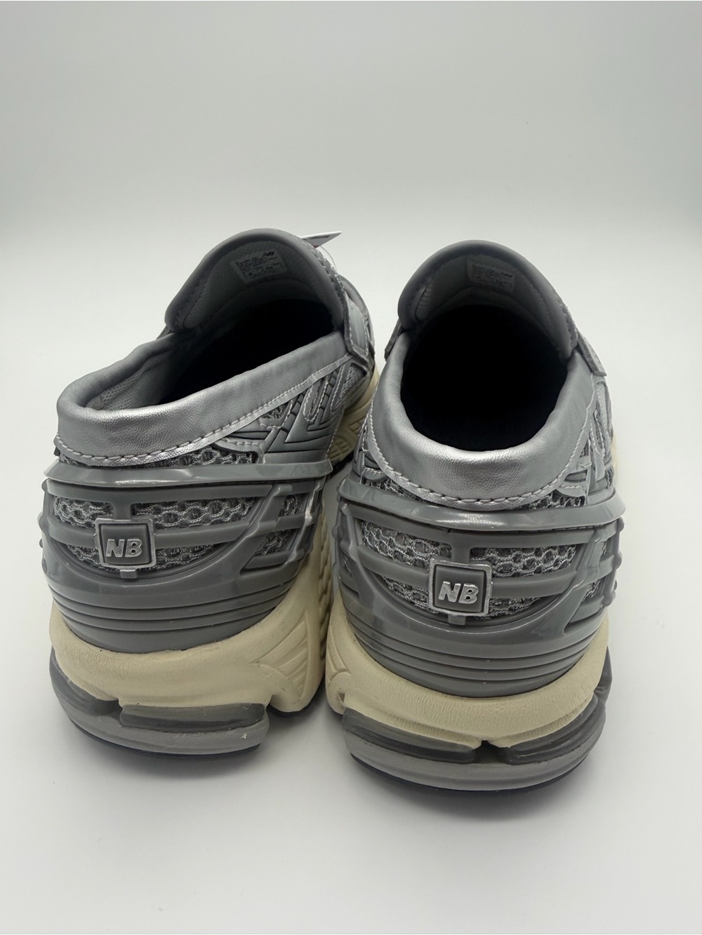 New Balance Men’s Silver and Cream Athletic Sneakers